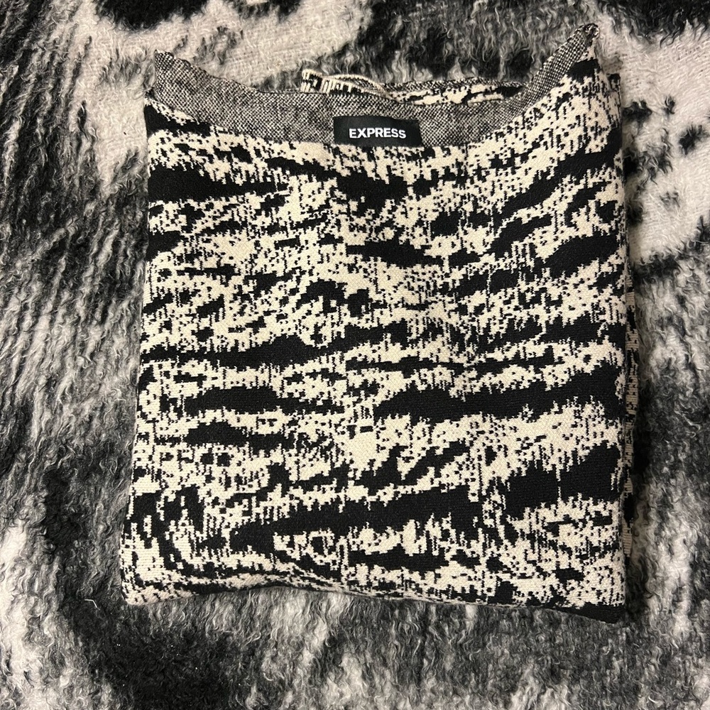 Express Abstract Asymmetrical Tunic Sweater